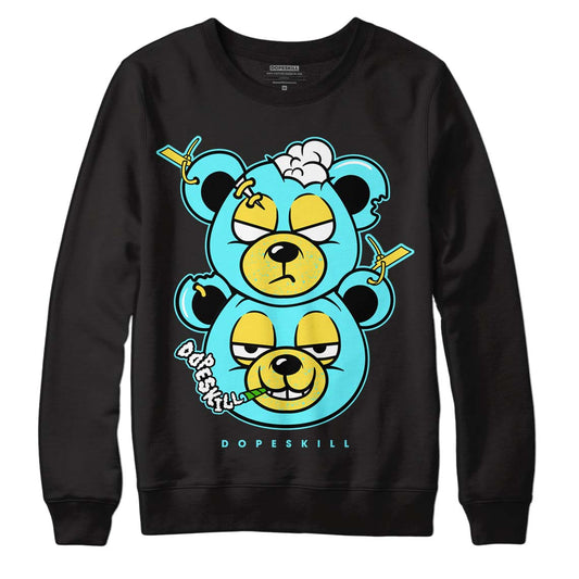 Aqua 5s DopeSkill Sweatshirt New Double Bear Graphic - Black 