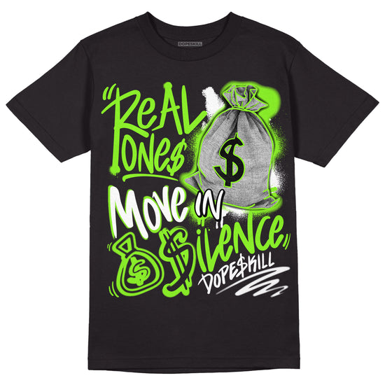 Neon Green Collection DopeSkill T-Shirt Real Ones Move In Silence Graphic - Black