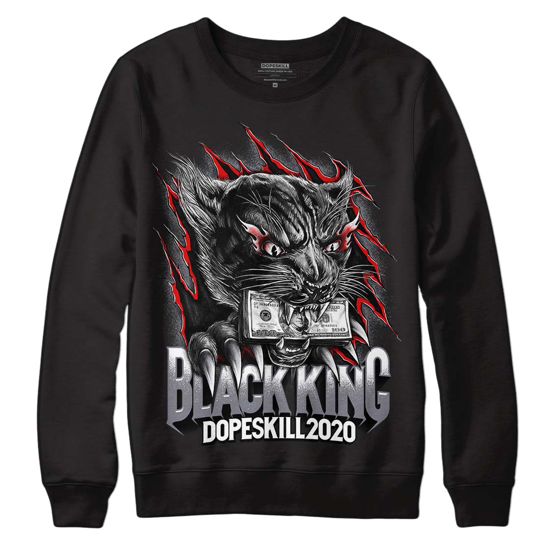 Fire Red 9s DopeSkill Sweatshirt Black King Graphic - Black