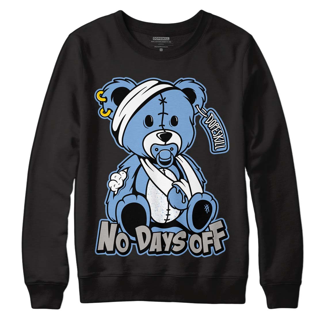 Jordan 5 Retro University Blue DopeSkill Sweatshirt Hurt Bear Graphic Streetwear - Black