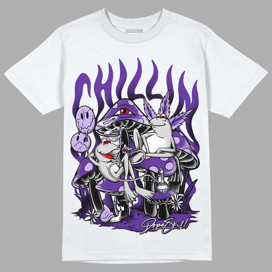 Court Purple 13s DopeSkill T-Shirt Chillin Graphic - White 
