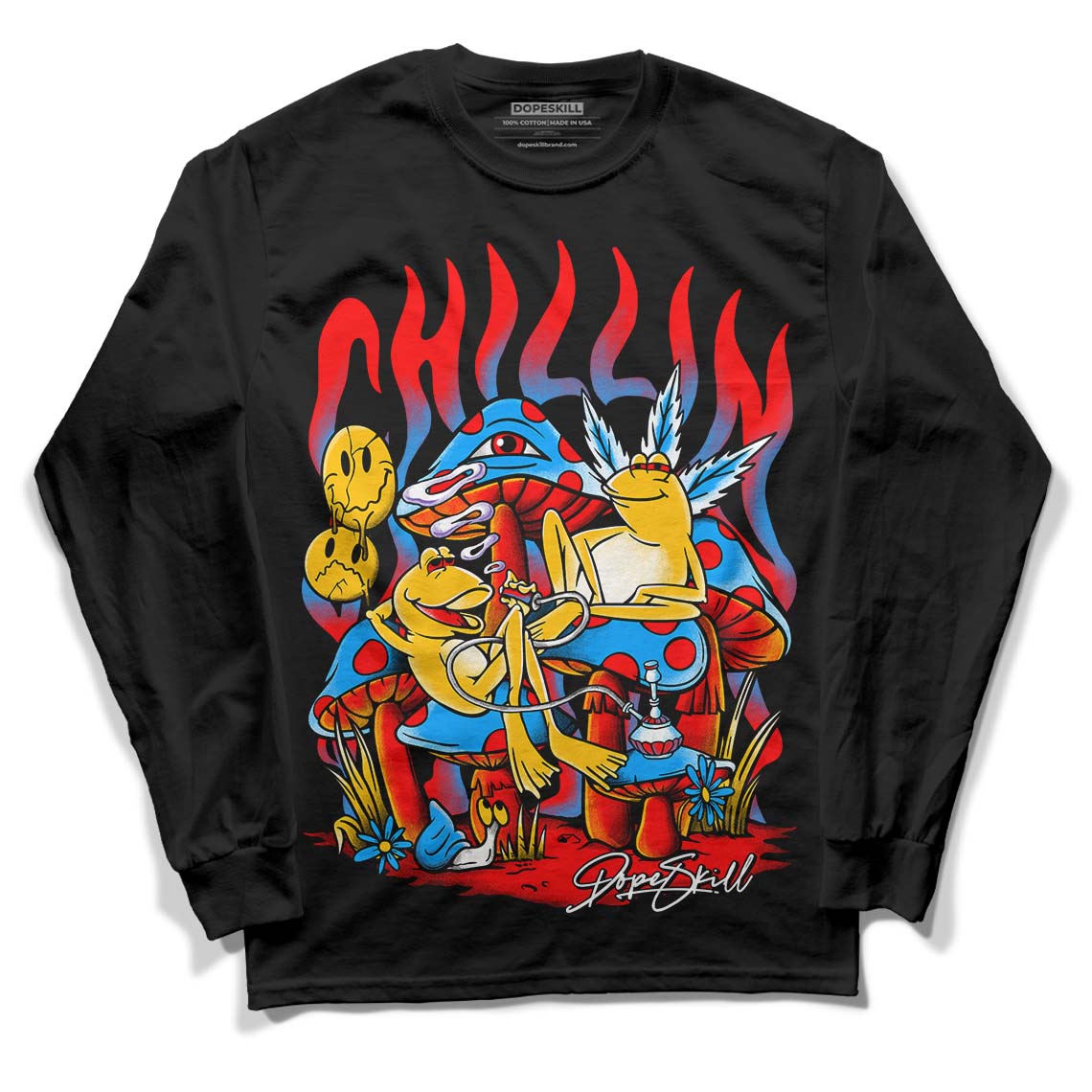 Fruity Pebbles Dunks DopeSkill Long Sleeve T-Shirt Chillin Graphic - Black