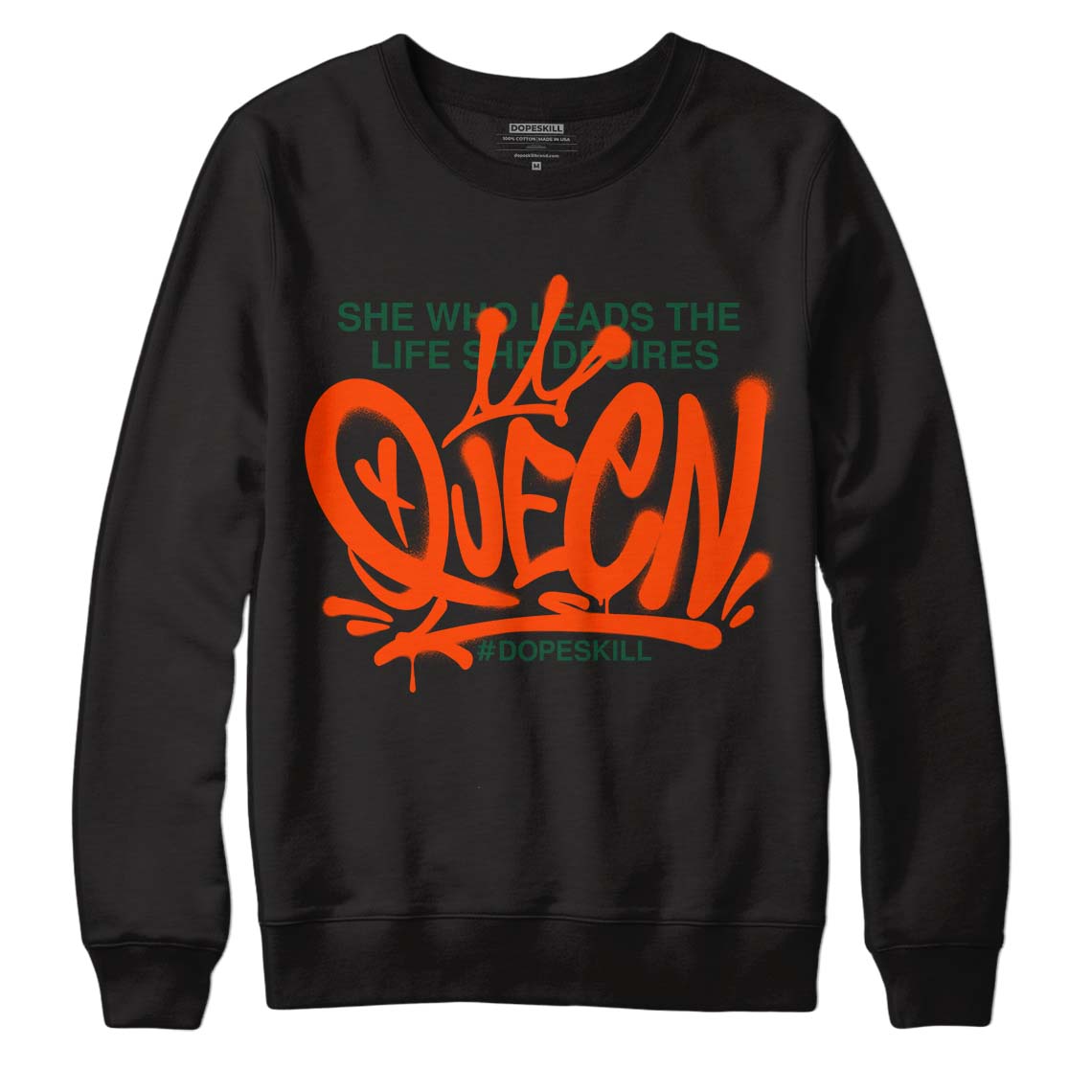 Dunk Low Team Dark Green Orange DopeSkill Sweatshirt Queen Graphic - Black 