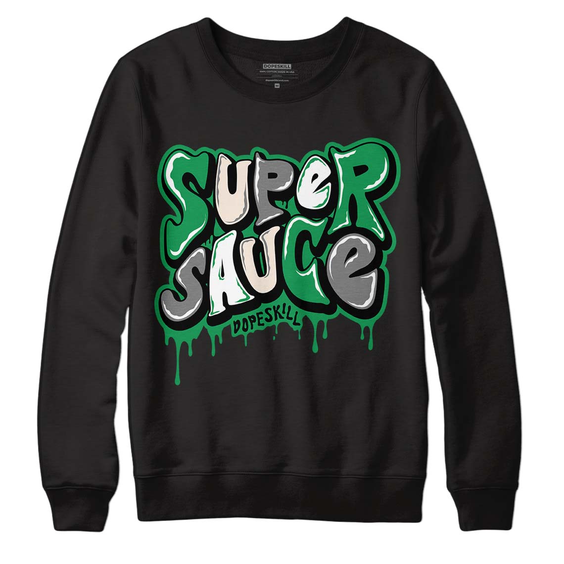 Jordan 2 Retro Lucky Green DopeSkill Sweatshirt Super Sauce Graphic Streetwear  - Black 