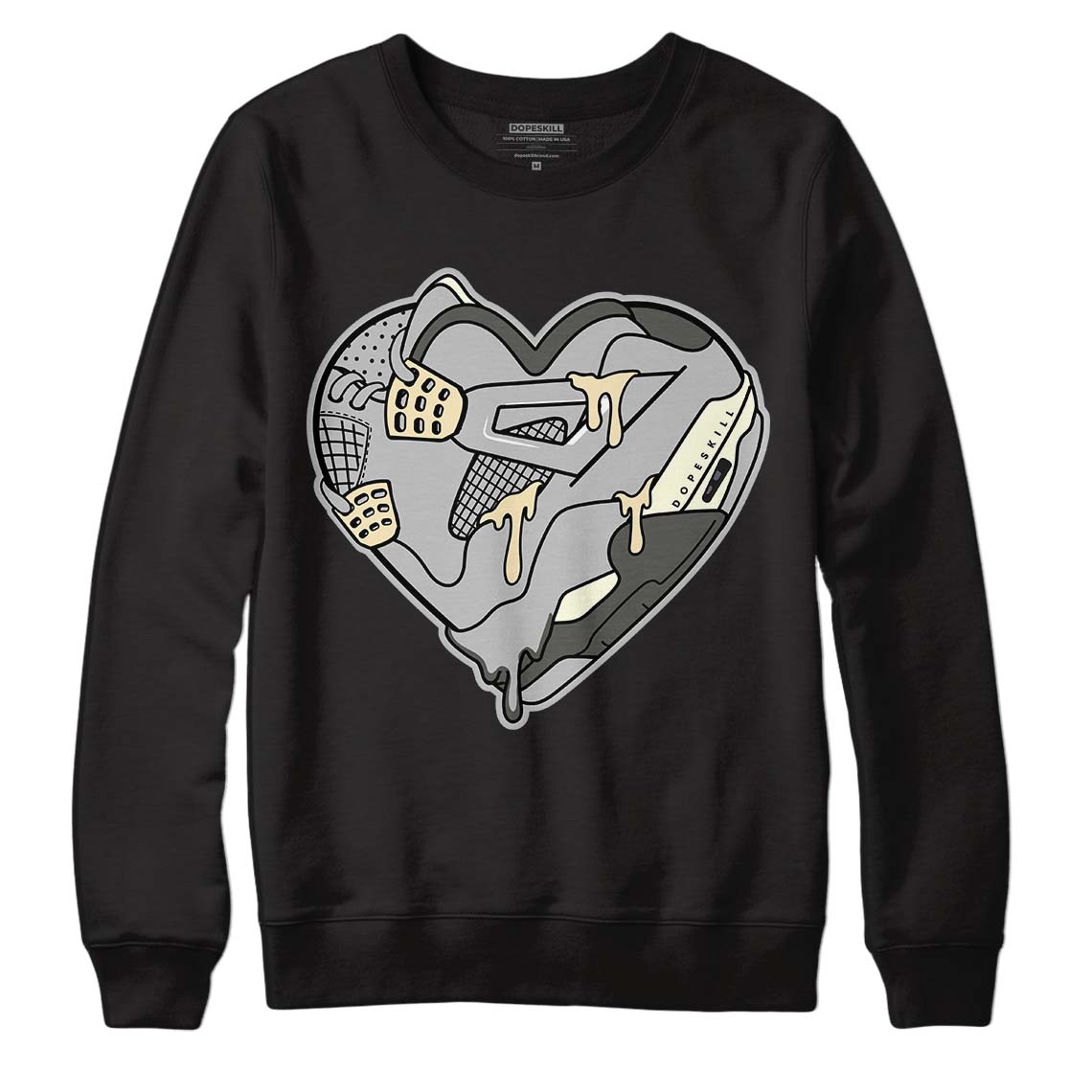 Jordan 4 Retro SE Craft Photon Dust DopeSkill Sweatshirt Heart Jordan 4 Graphic Streetwear  - Black 