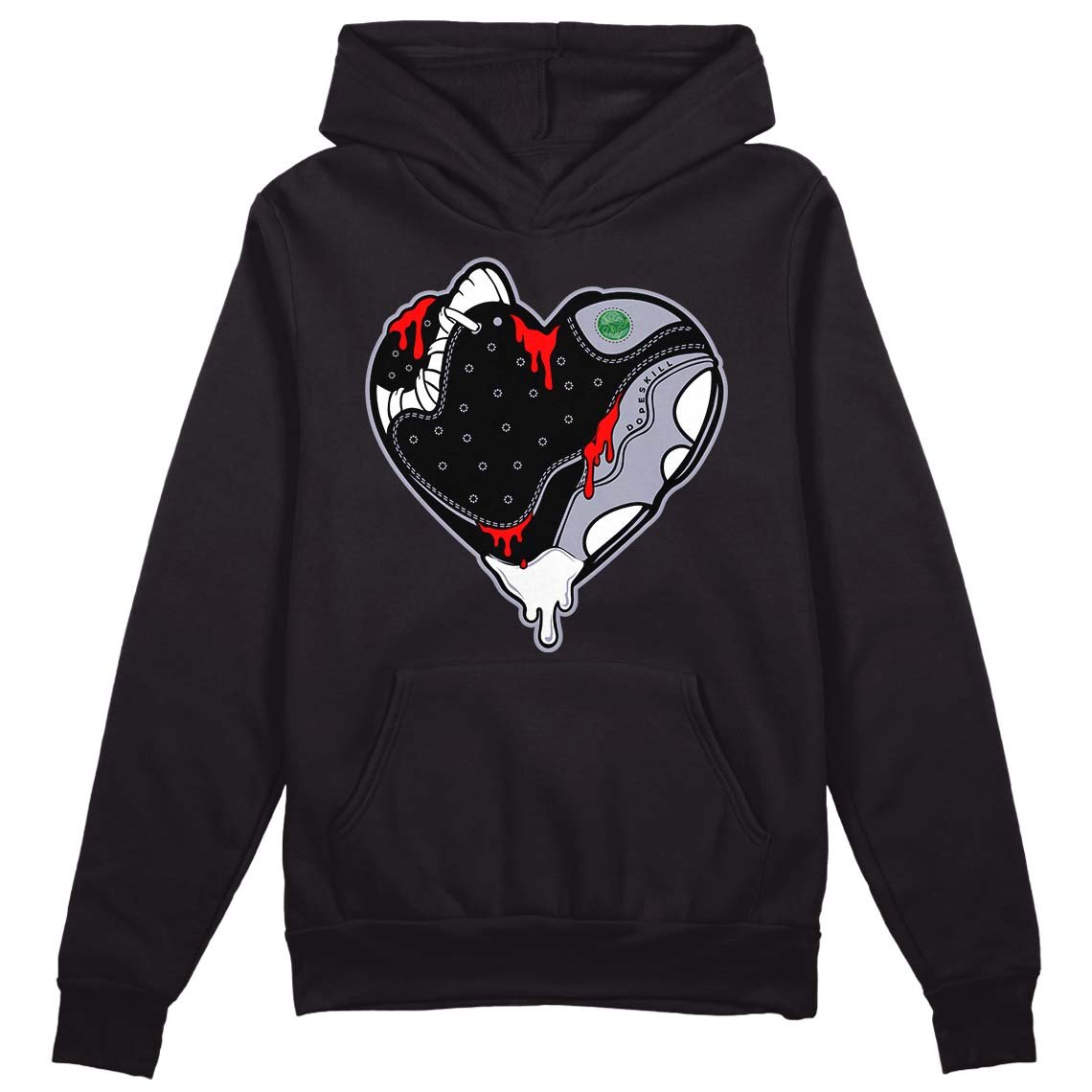 Jordan 13 Retro 'Black Flint' DopeSkill Hoodie Sweatshirt Heart Jordan 13 Graphic Streetwear - Black