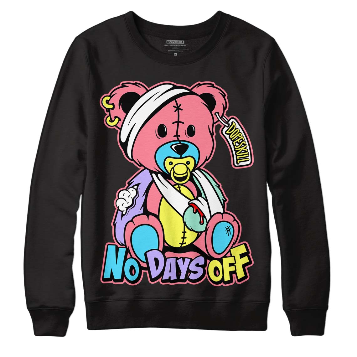 Candy Easter Dunk Low DopeSkill Sweatshirt Hurt Bear Graphic - Black