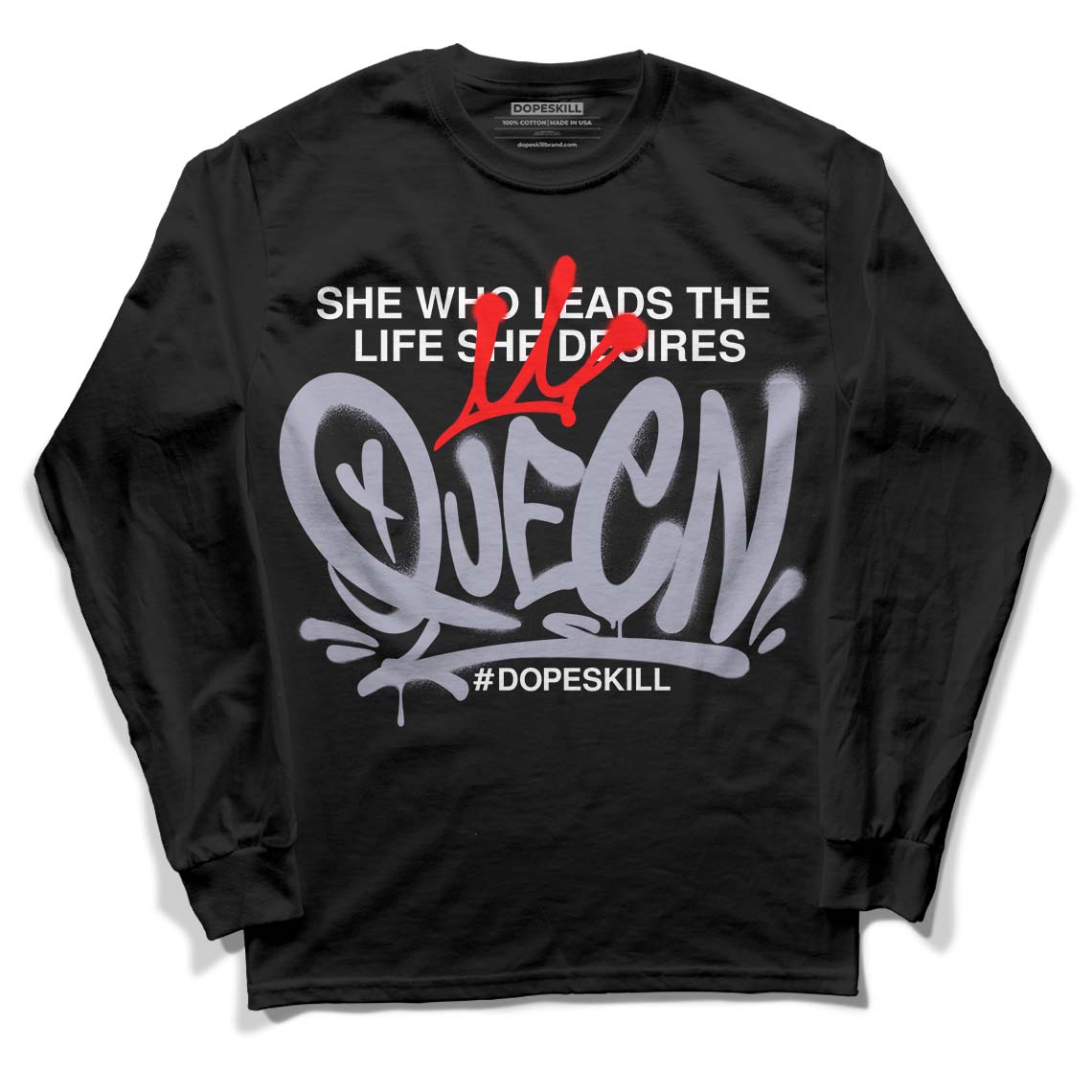 Jordan 13 Retro 'Black Flint' DopeSkill Long Sleeve T-Shirt Queen Graphic Streetwear - Black