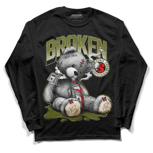 Travis Scott x Jordan 1 Low OG “Olive” DopeSkill Long Sleeve T-Shirt Sick Bear Graphic Streetwear - Black