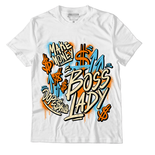 Dunk High 1985 SP Orange Acid Wash DopeSkill T-Shirt Boss lady Graphic - White 