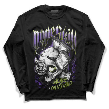 Canyon Purple 4s DopeSkill Long Sleeve T-Shirt Money On My Mind Graphic - Black 