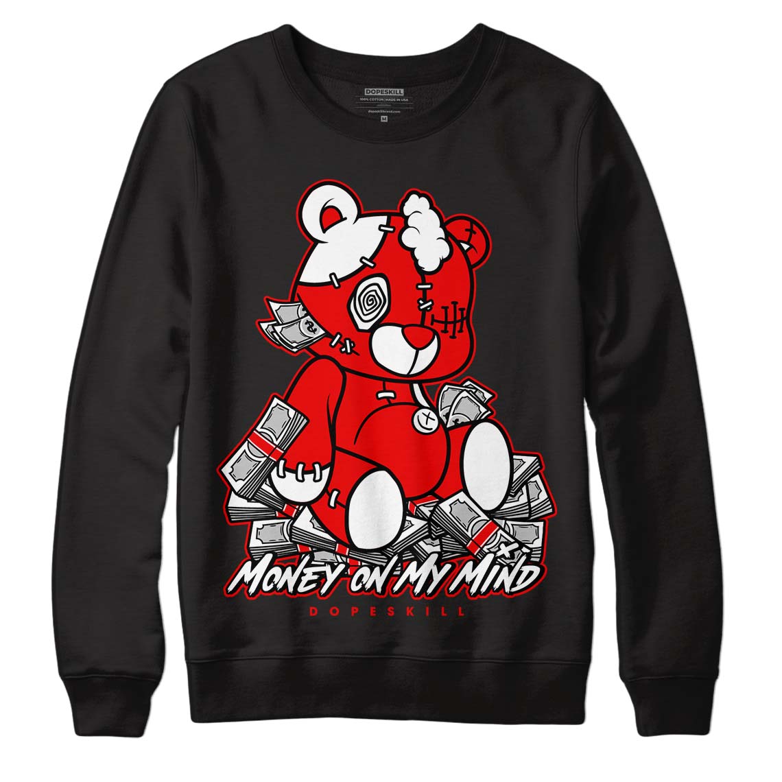 Cherry 11s DopeSkill Sweatshirt MOMM Bear Graphic - Black