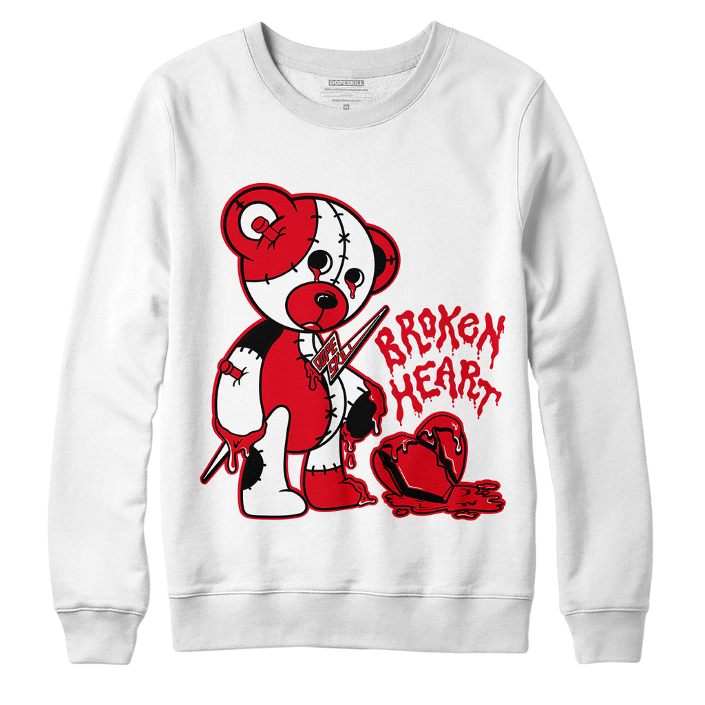 Jordan 1 Heritage DopeSkill Sweatshirt Broken Heart Graphic - White