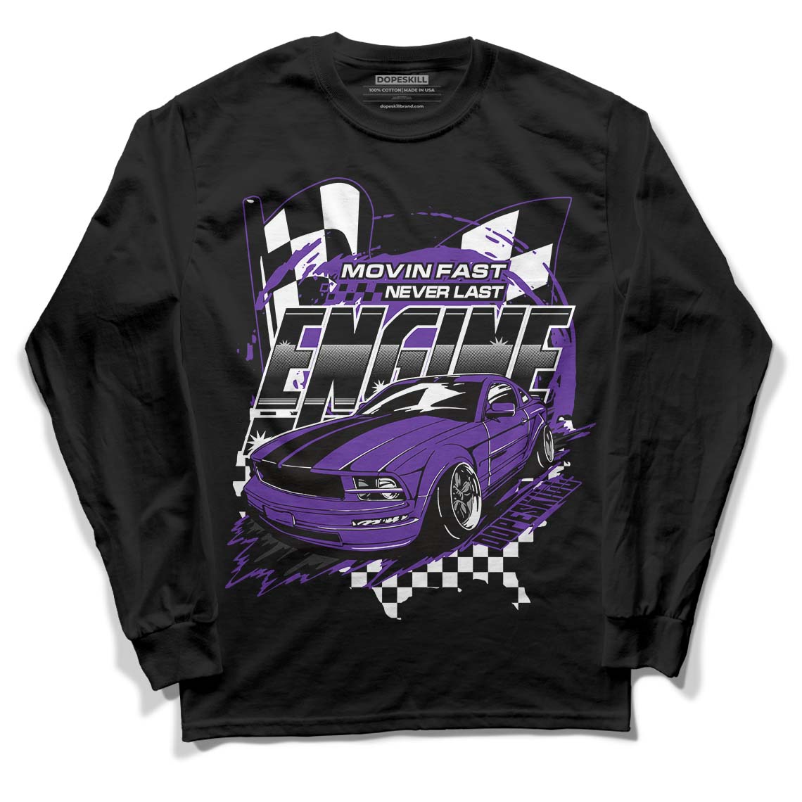 PURPLE Collection DopeSkill Long Sleeve T-Shirt ENGINE Tshirt Graphic - Black