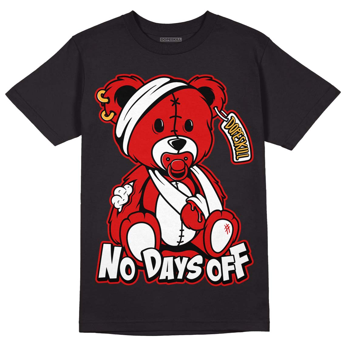 Dunk Low Gym Red DopeSkill T-Shirt Hurt Bear Graphic - Black