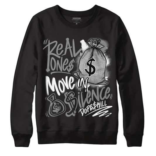 High OG WMNS Twist 2.0 1s DopeSkill Sweatshirt Real Ones Move In Silence Graphic - Black 