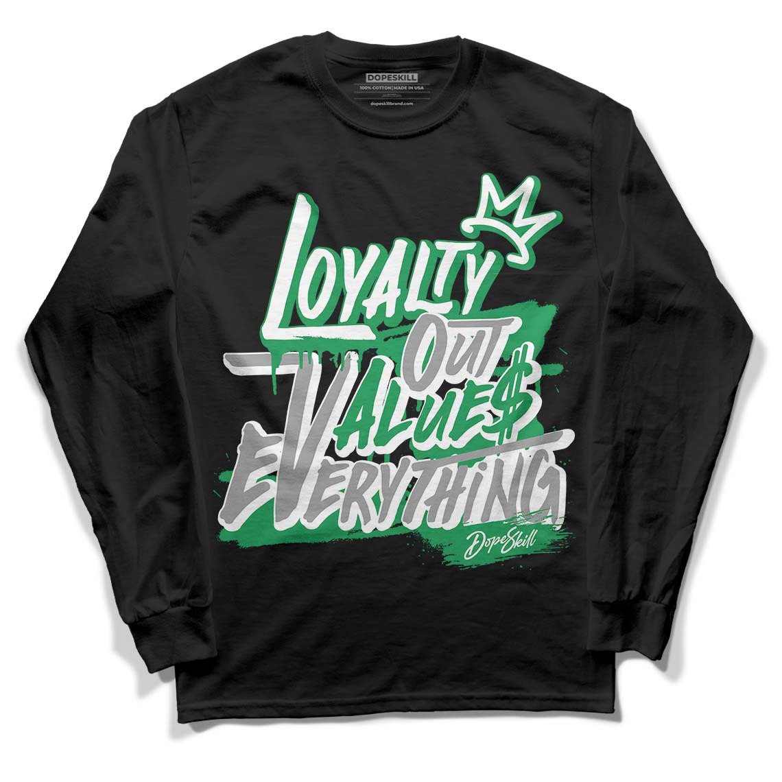 Jordan 3 WMNS “Lucky Green” DopeSkill Long Sleeve T-Shirt LOVE Graphic Streetwear - Black