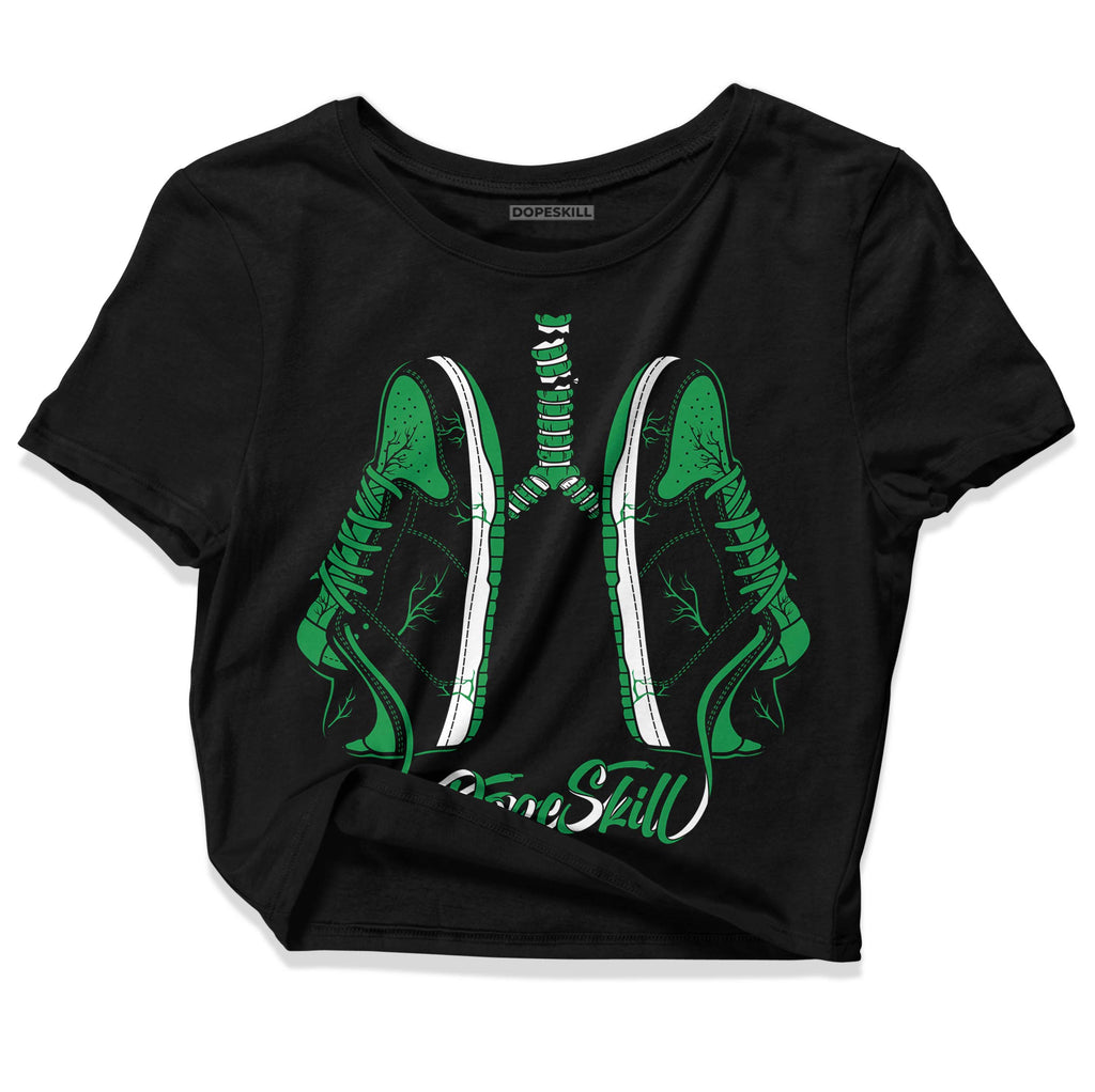 Jordan 1 Low Lucky Green DopeSkill Women's Crop Top Breathe Graphic Streetwear - Black