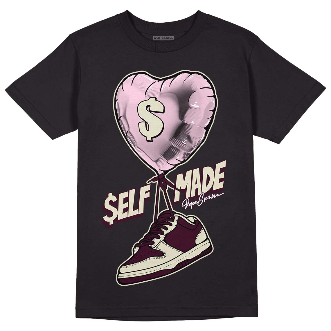 Dunk Low Night Maroon and Medium Soft Pink DopeSkill T-Shirt Self Made Graphic Streetwear - Black