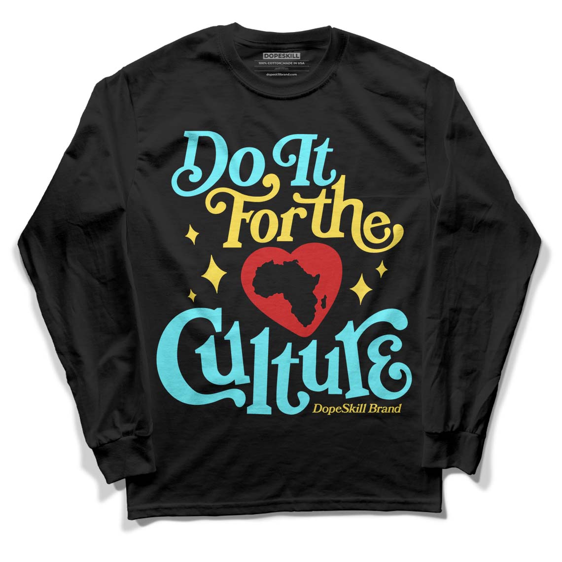 Jordan 5 Aqua DopeSkill Long Sleeve T-Shirt Do It For The Culture Graphic Streetwear - Black