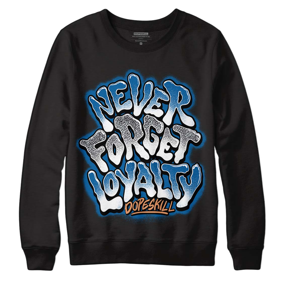 Jordan 3 Retro Wizards DopeSkill Sweatshirt Never Forget Loyalty Graphic Streetwear - Black