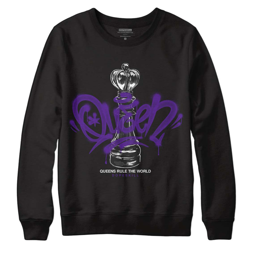 Jordan 3 Dark Iris DopeSkill Sweatshirt Queen Chess Graphic Streetwear - Black