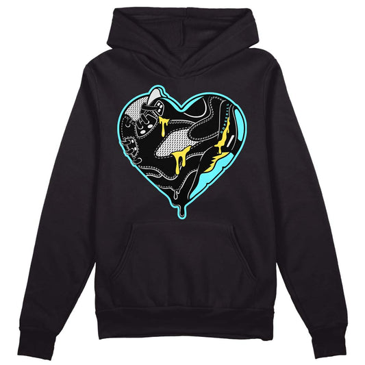 Aqua 5s DopeSkill Hoodie Sweatshirt Heart Jordan 5 Graphic - Black 