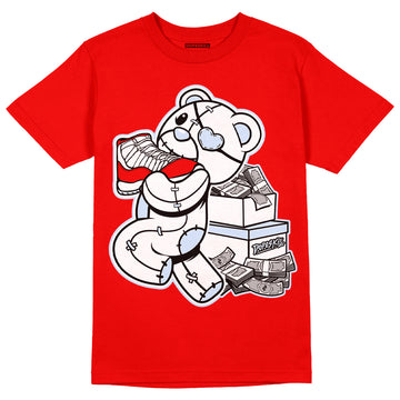 Cherry 11s DopeSkill Varsity Red T-shirt Bear Steals Sneaker Graphic