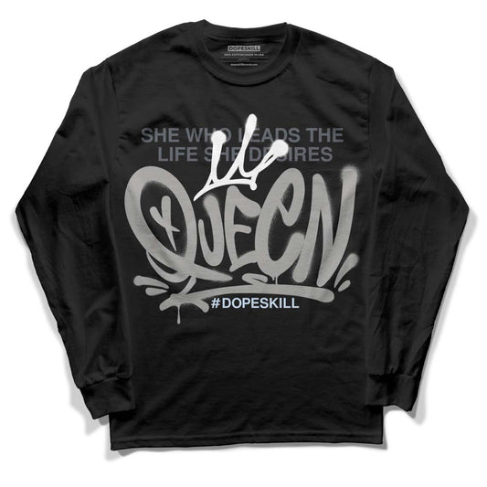 Cool Grey 11s DopeSkill Long Sleeve T-Shirt Queen Graphic - Black 