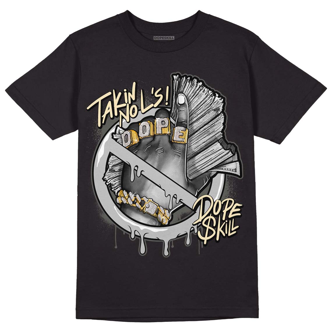 Jordan 4 Retro SE Craft Photon Dust DopeSkill T-Shirt Takin No L's Graphic Streetwear  - Black