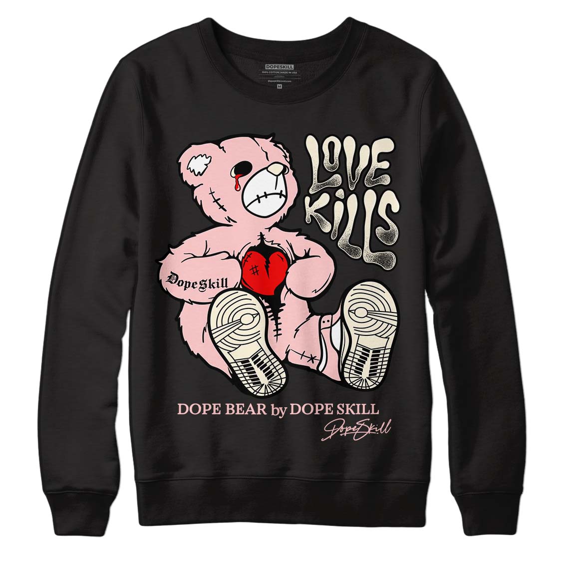 Jordan 1 High OG WMNS Washed Pink DopeSkill Sweatshirt Love Kills Graphic Streetwear - black