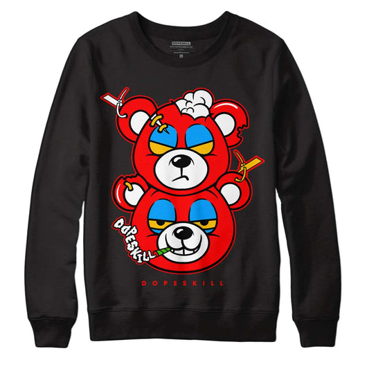 Fruity Pebbles Dunks DopeSkill Sweatshirt New Double Bear Graphic - Black