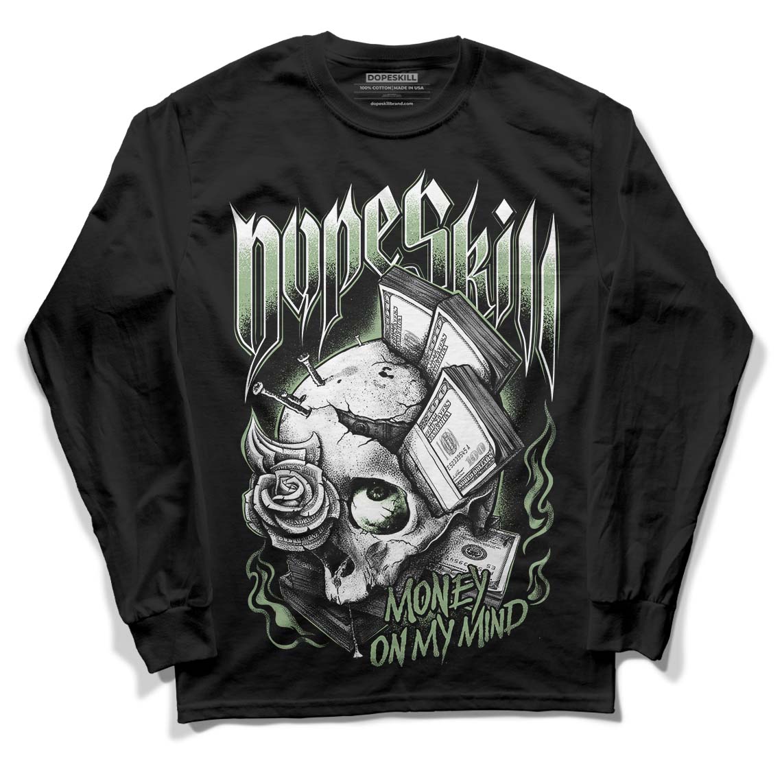 Jordan 4 Retro “Seafoam” DopeSkill Long Sleeve T-Shirt Money On My Mind Graphic Streetwear  - Black