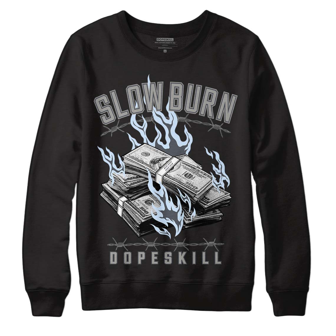 Jordan 6 Retro Cool Grey DopeSkill Sweatshirt Slow Burn Graphic Streetwear - Black 