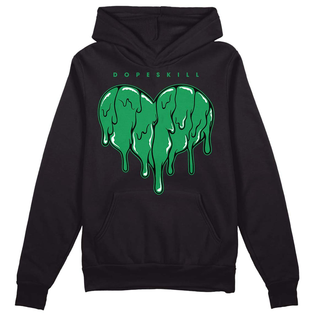 Jordan 1 Low Lucky Green DopeSkill Hoodie Sweatshirt Slime Drip Heart Graphic Streetwear - Black