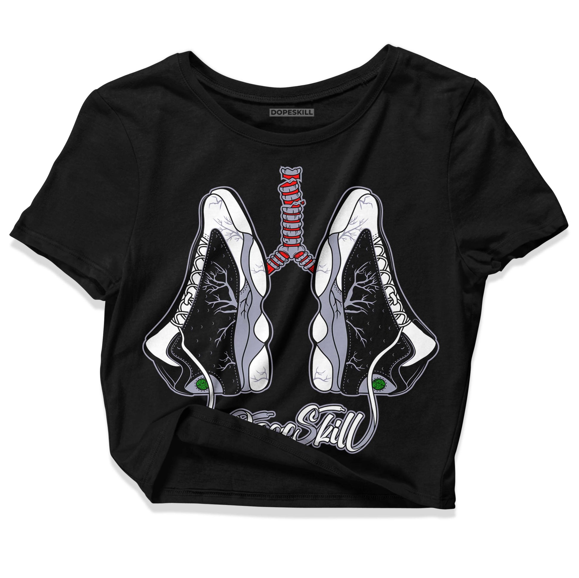 Jordan 13 Retro 'Black Flint' DopeSkill Women's Crop Top Breathe Graphic Streetwear - Black