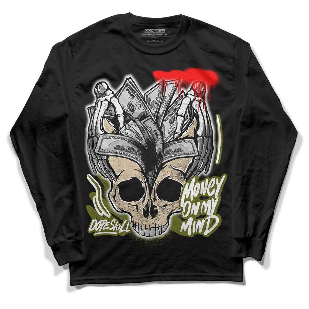 Travis Scott x Jordan 1 Low OG “Olive” DopeSkill Long Sleeve T-Shirt MOMM Skull Graphic Streetwear - Black