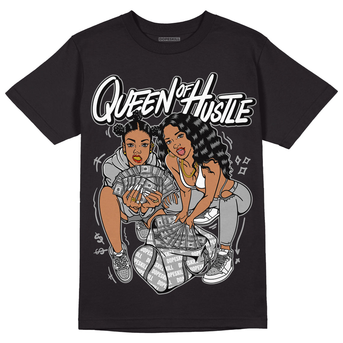 Jordan 1 High Stealth DopeSkill T-Shirt Queen Of Hustle Graphic - Black 