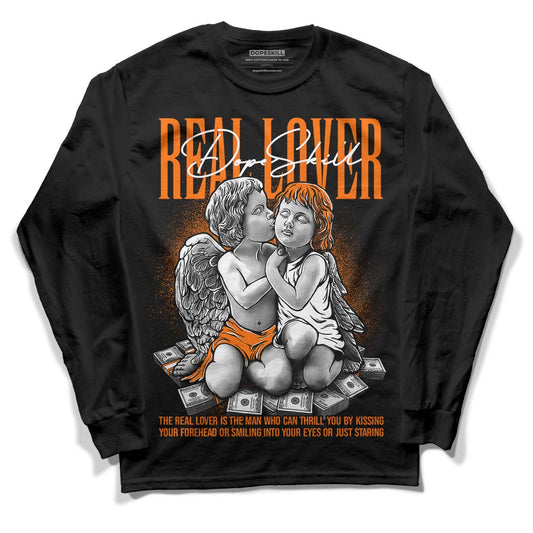 Orange Black White DopeSkill Long Sleeve T-Shirt Real Lover Graphic - Black