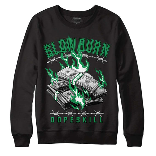 Jordan 1 Low Lucky Green DopeSkill Sweatshirt Slow Burn Graphic Streetwear - Black