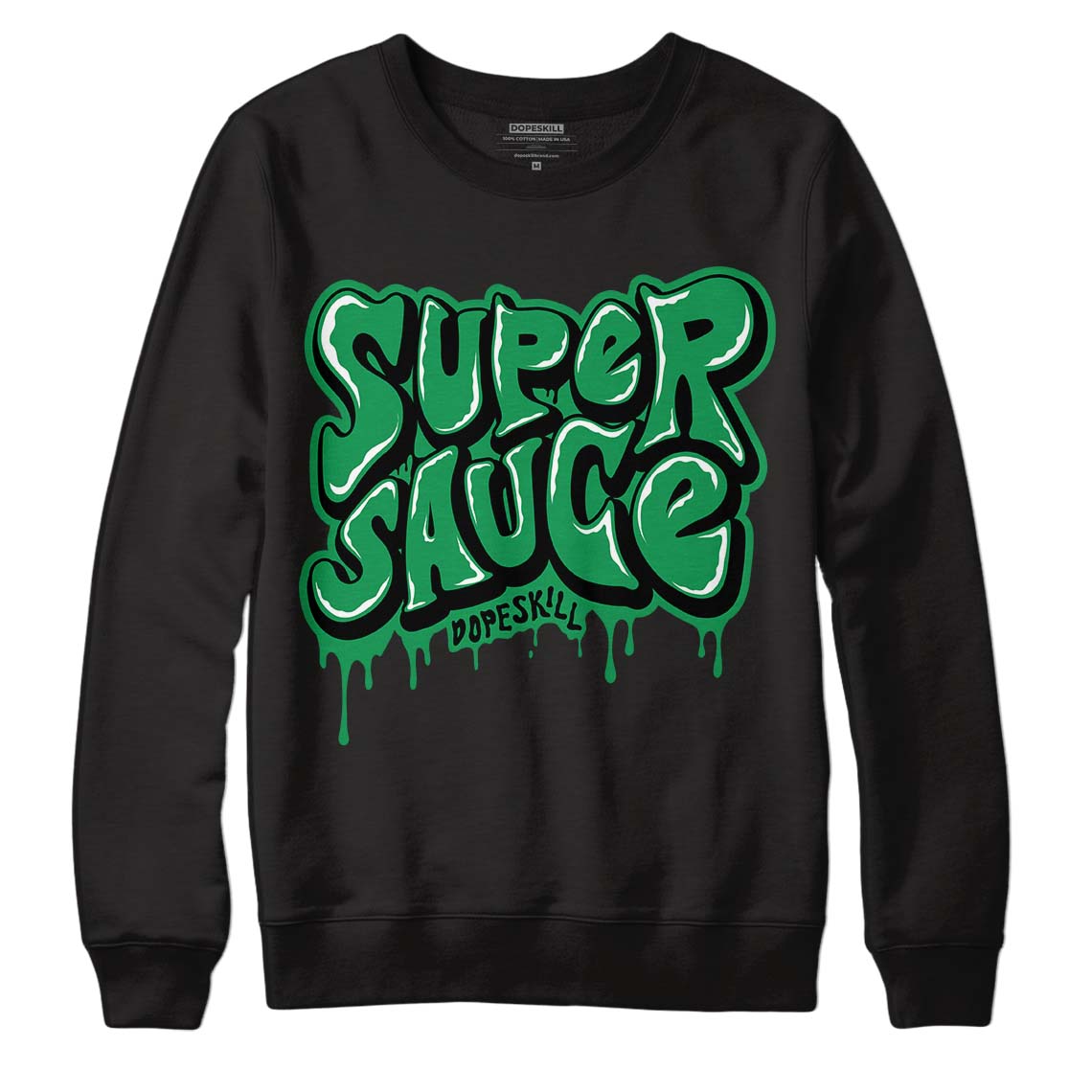 Jordan 1 Low Lucky Green DopeSkill Sweatshirt Super Sauce Graphic Streetwear - Black