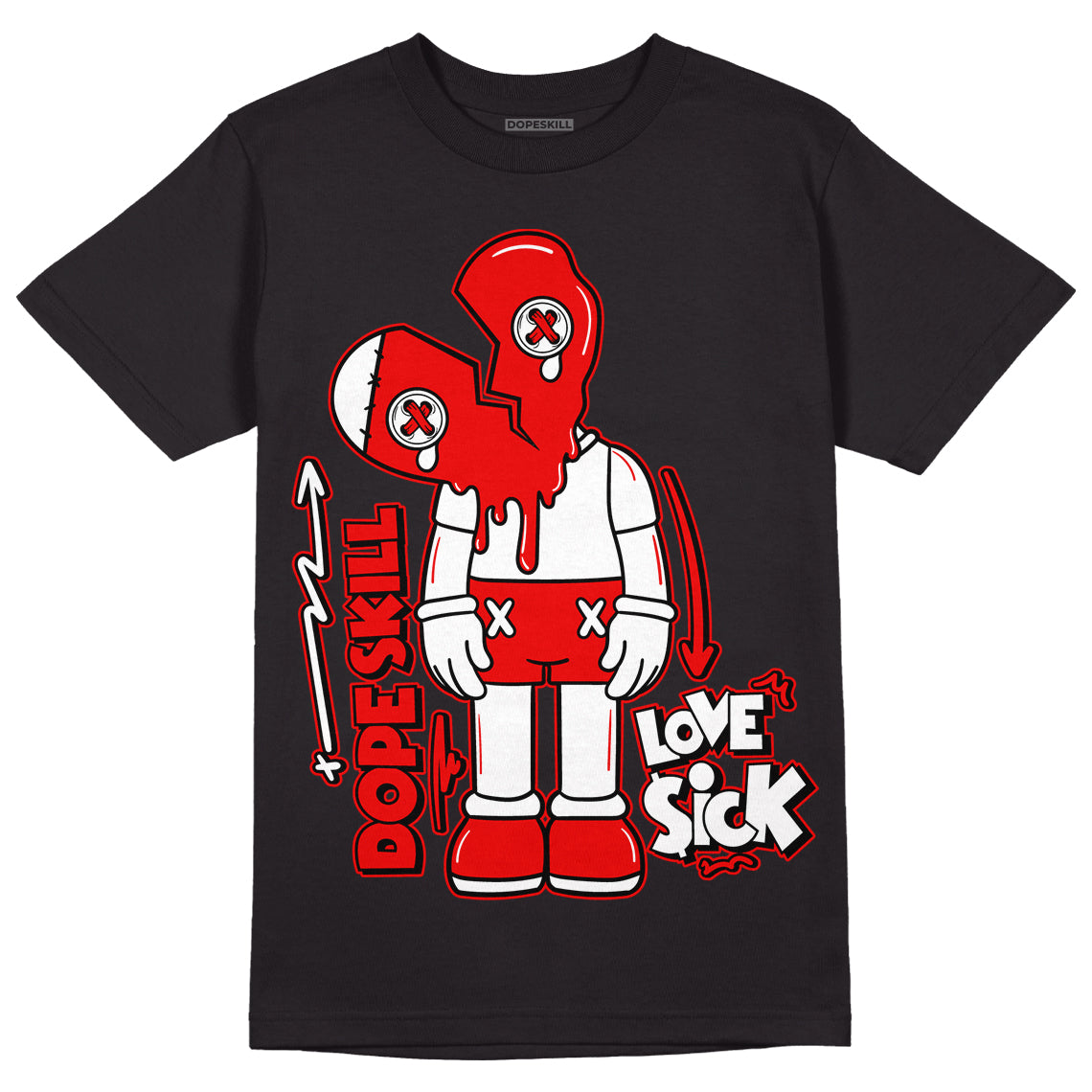 Cherry 11s DopeSkill T-Shirt Love Sick Boy Graphic - Black