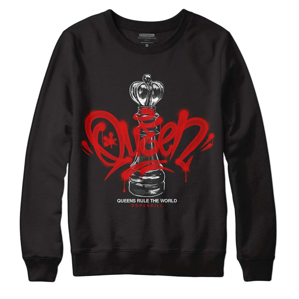 Jordan 3 Fire Red DopeSkill Sweatshirt Queen Chess Graphic Streetwear - Black