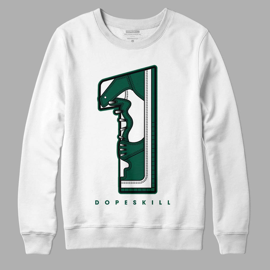 Lottery Pack Malachite Green Dunk Low DopeSkill Sweatshirt No.1 Graphic - White