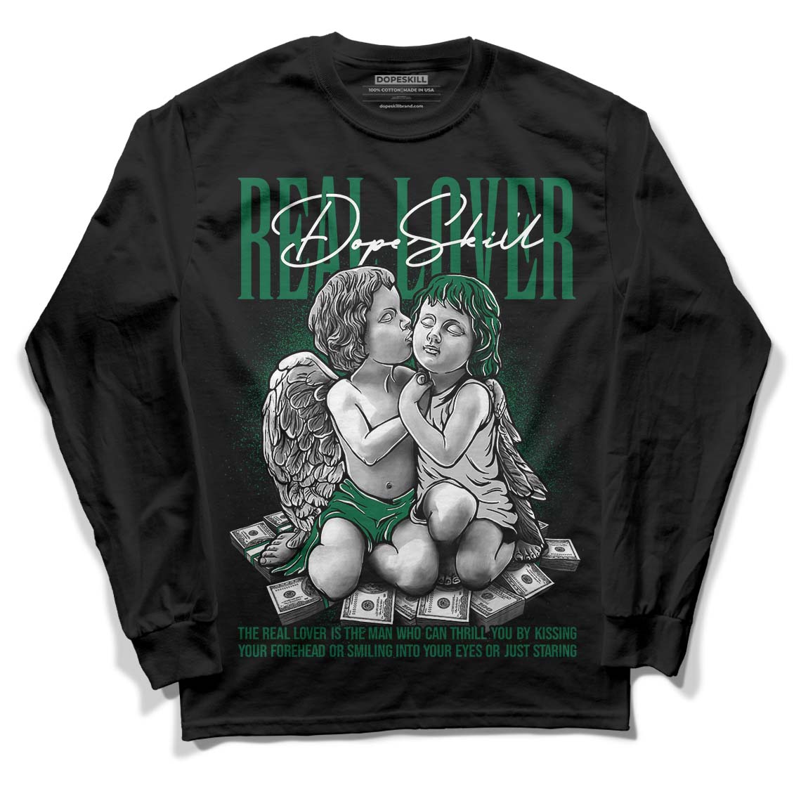 Gorge Green 1s DopeSkill Long Sleeve T-Shirt Real Lover Graphic - Black 