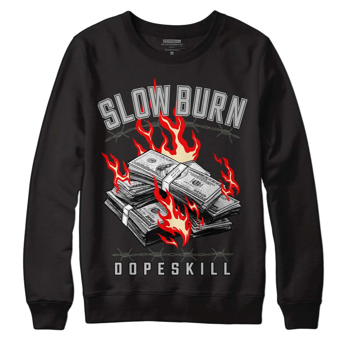 Jordan 4 Retro SE Craft Photon Dust DopeSkill Sweatshirt Slow Burn Graphic Streetwear - Black 