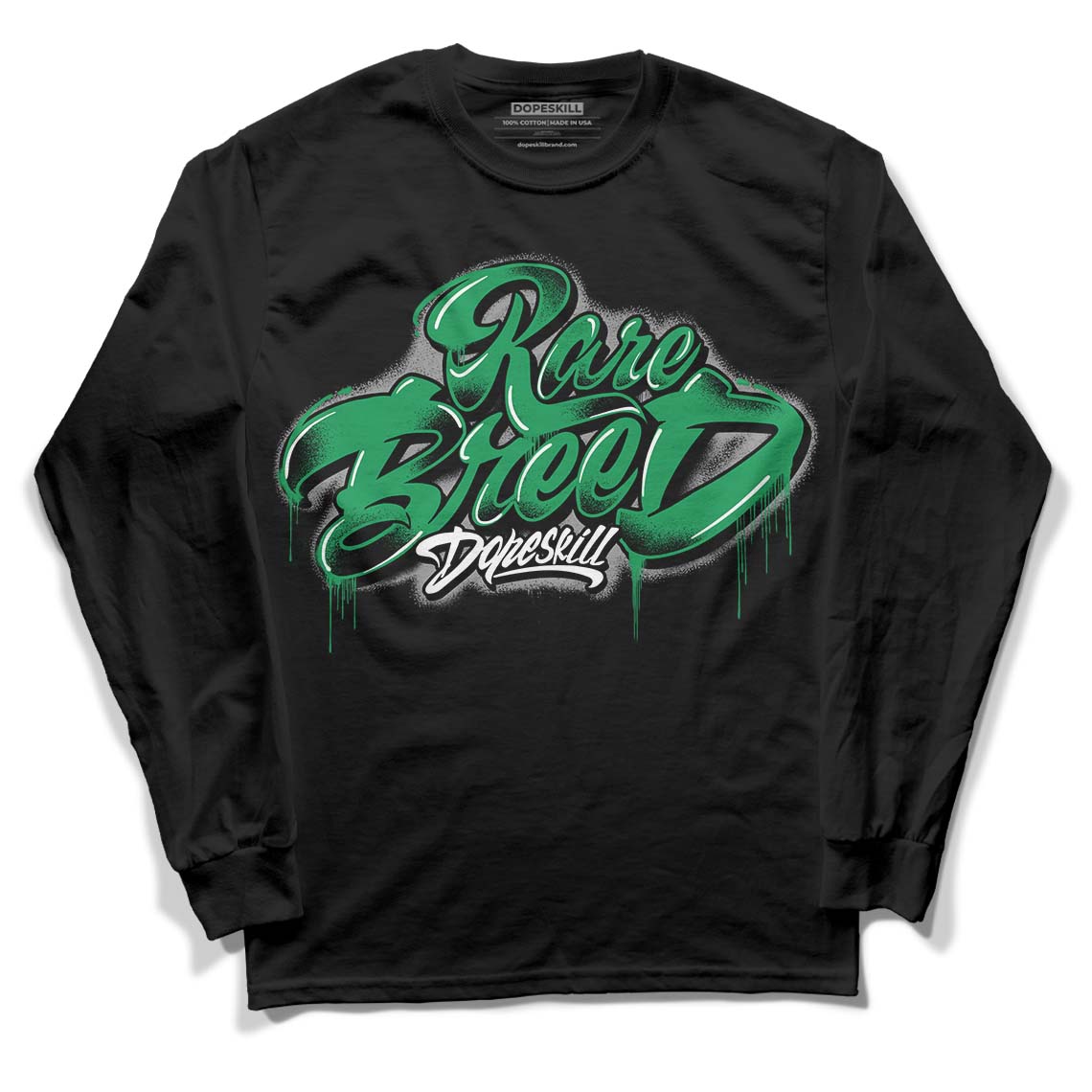 Jordan 1 Low Lucky Green DopeSkill Long Sleeve T-Shirt Rare Breed Type Graphic Streetwear - Black