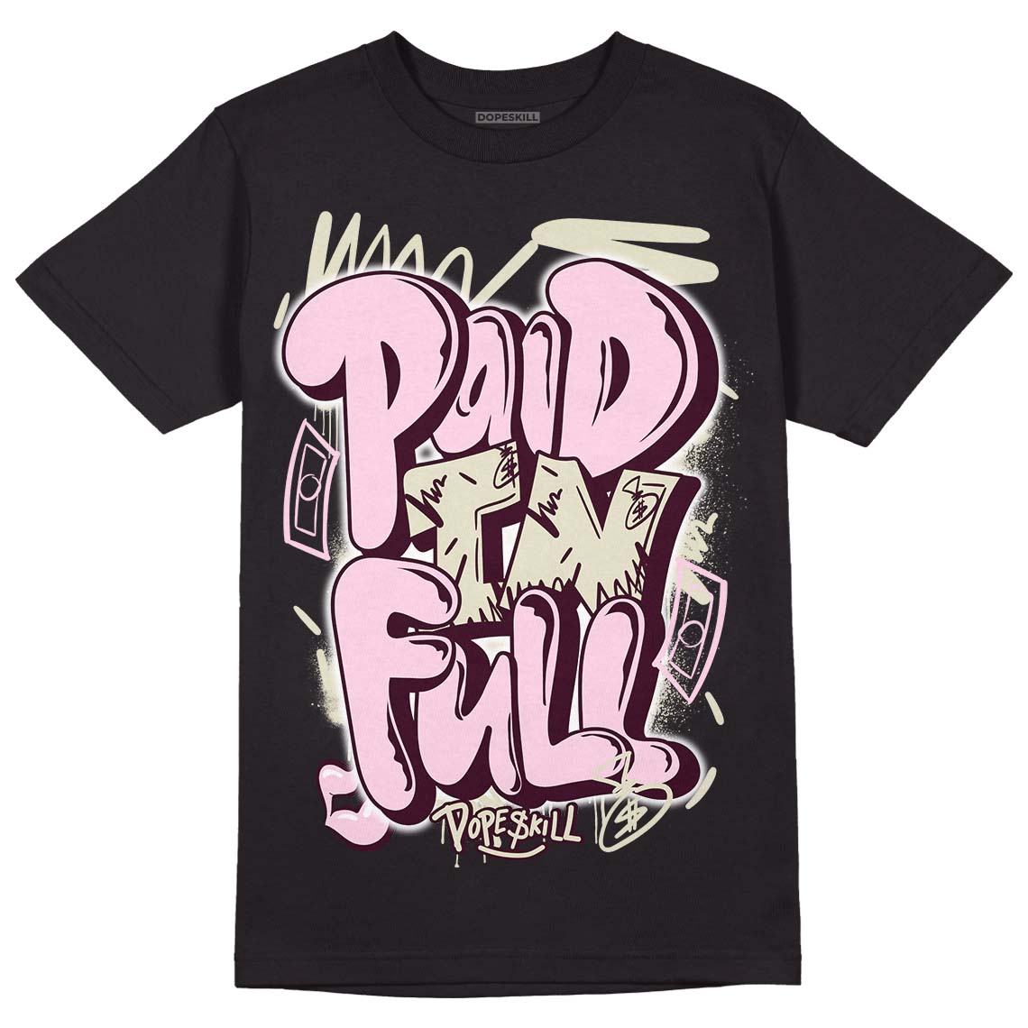 Dunk Low Night Maroon and Medium Soft Pink DopeSkill T-Shirt New Paid In Full Graphic Streetwear - Black