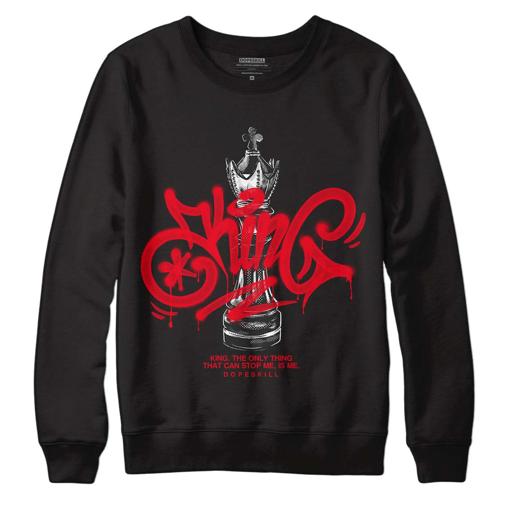 Jordan 4 Red Thunder DopeSkill Sweatshirt King Chess Graphic Streetwear - Black