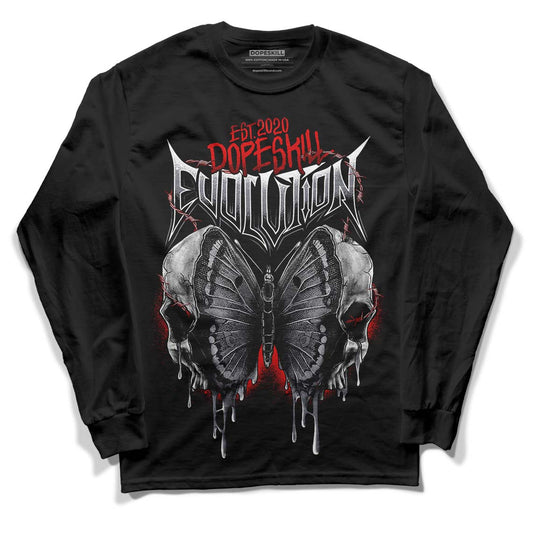 Fire Red 9s DopeSkill Long Sleeve T-Shirt DopeSkill Evolution Graphic - Black 